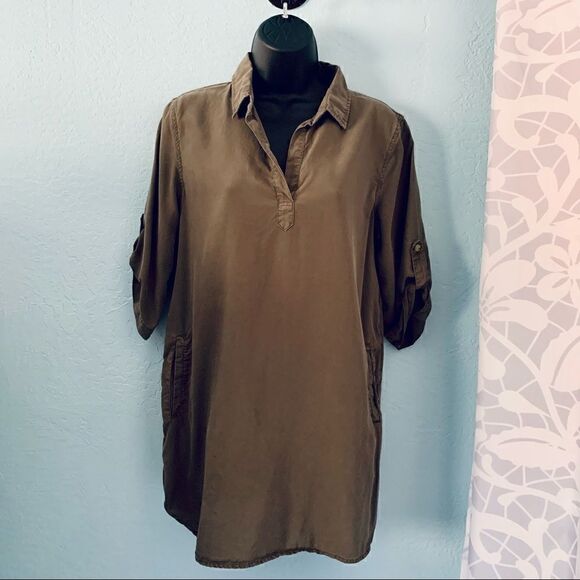 Thread & Supply Olive Green Shirt Dress Size Small - Picture 2 of 10